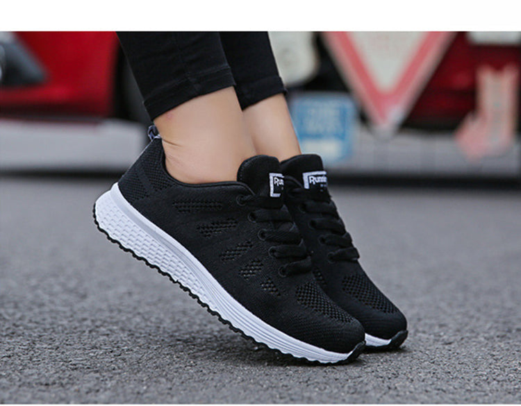 Casual Shoes Fashion Breathable Walking Mesh Flat Shoes Woman White Sneakers