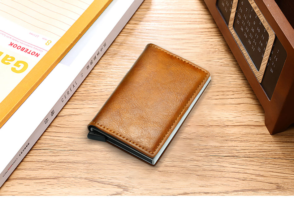 Top Quality Wallets, Men Money Bag, Mini Purse Male Vintage, Brown Leather, RFID Card Holder Wallet, Small Smart Wallet, Pocket