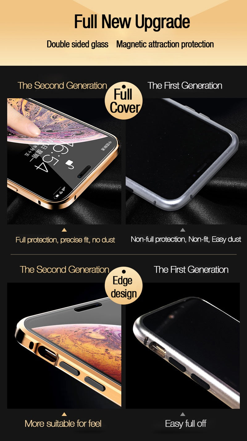 Tongdaytech Magnetic Tempered Glass Privacy Metal Phone Case Coque 360 Cover For Iphone SE XR XS 11 12 13 14 Pro MAX 8 7 6 Plus