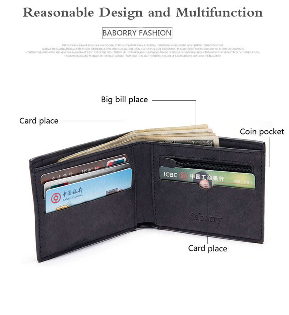 Men's Wallet With Coin Bag, Zipper, Small Money, Money Wallet