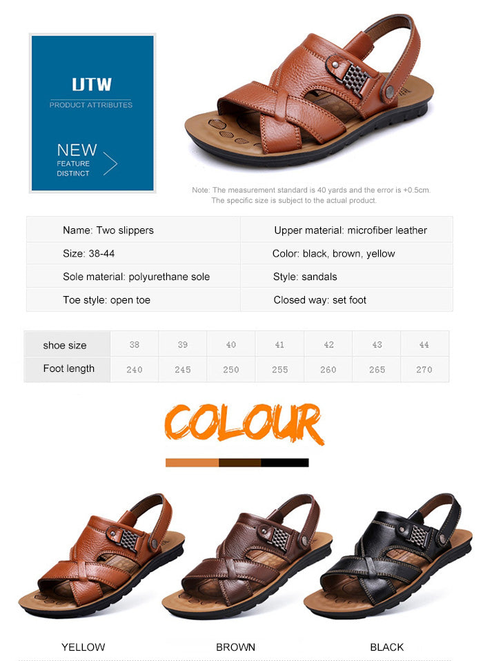 Men Leather Sandals, Summer Classic Men Shoes, Slippers Soft Sandals, Men Roman Comfortable Outdoor Walking Footwear