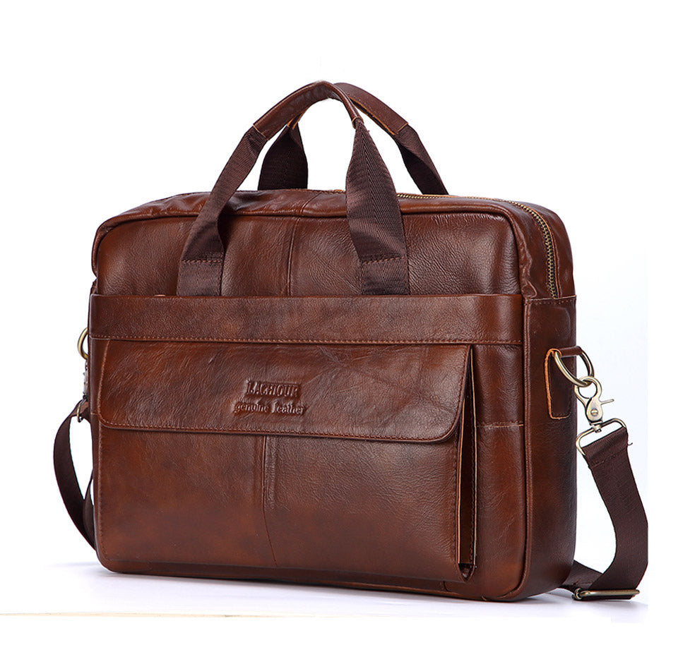 Men Genuine Leather Handbags, Casual Leather Laptop Bags, Male Business Travel Bags, Men's Crossbody Shoulder Bag