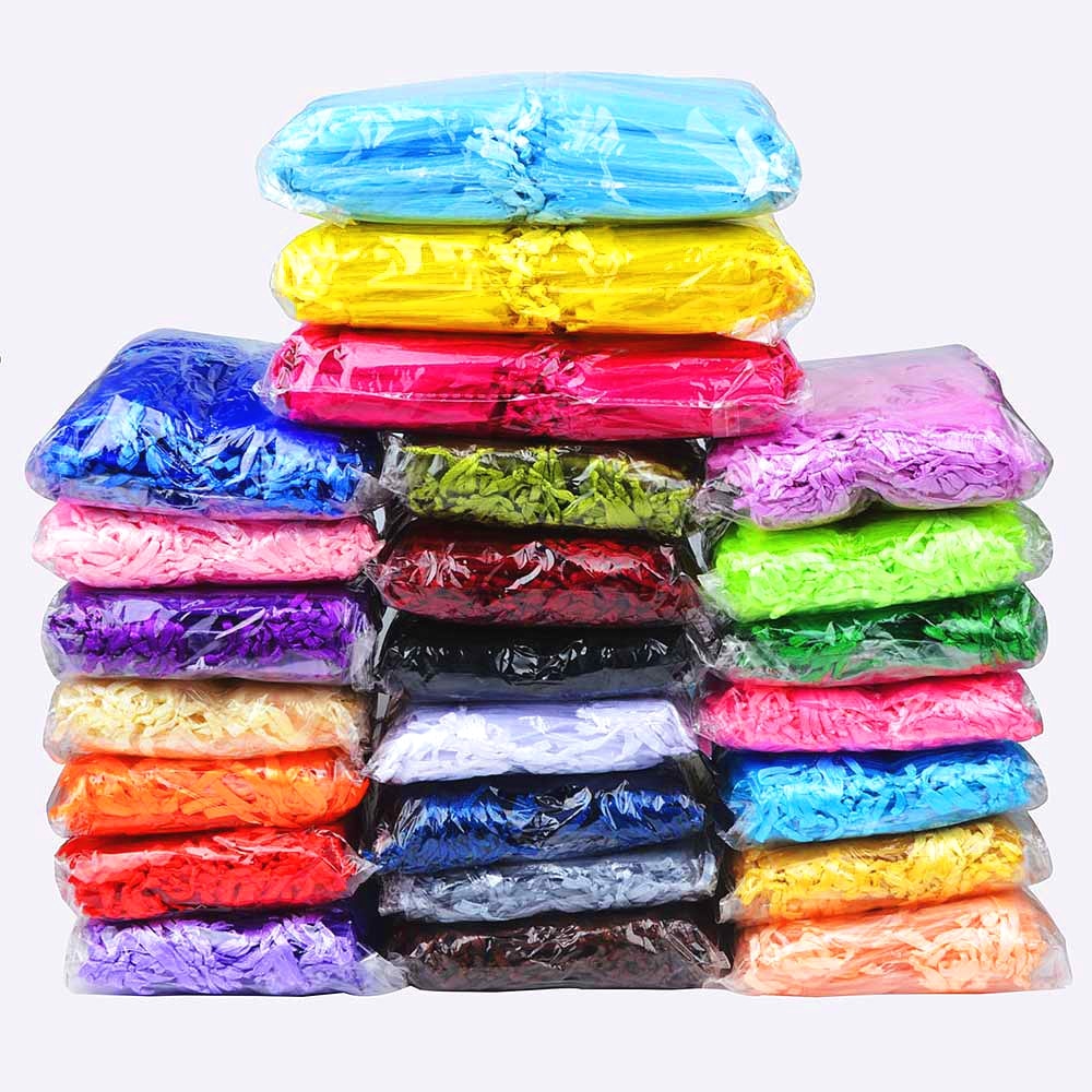 100pcs couleurs sac d'emballage de bijoux, stockage de cadeaux mariage en gros