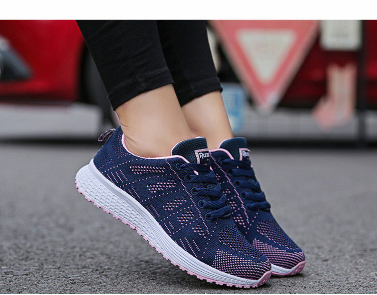 Casual Shoes Fashion Breathable Walking Mesh Flat Shoes Woman White Sneakers