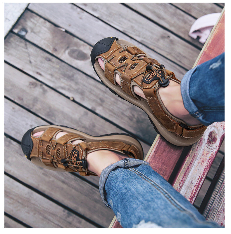 Chaussures en cuir véritable pour hommes Été Nouvelles sandales à la mode pour hommes de grande taille