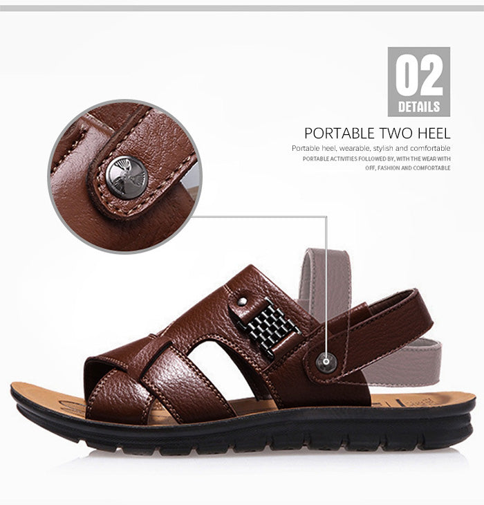 Sandales en cuir pour hommes, chaussures d'été classiques pour hommes, pantoufles sandales souples, chaussures de marche en plein air confortables romaines pour hommes