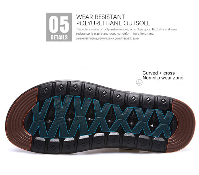 Men Leather Sandals, Summer Classic Men Shoes, Slippers Soft Sandals, Men Roman Comfortable Outdoor Walking Footwear