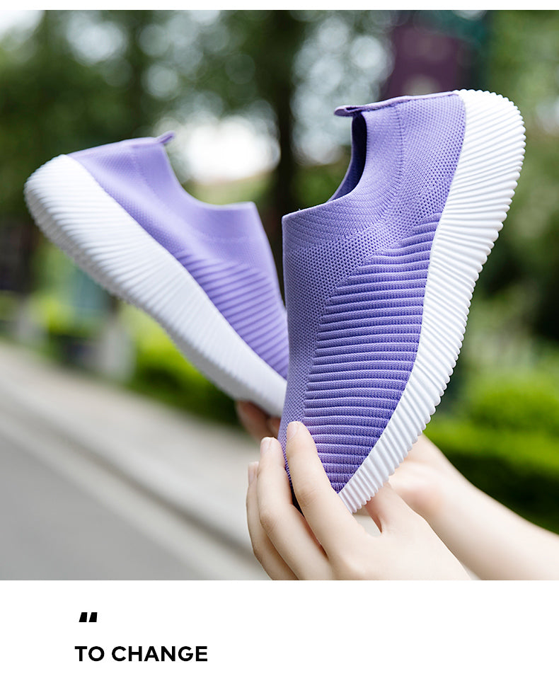 Women Vulcanized Shoes: High-Quality Slip-On Sneakers and Flats for Comfortable Walking and LoafingWalking Flat