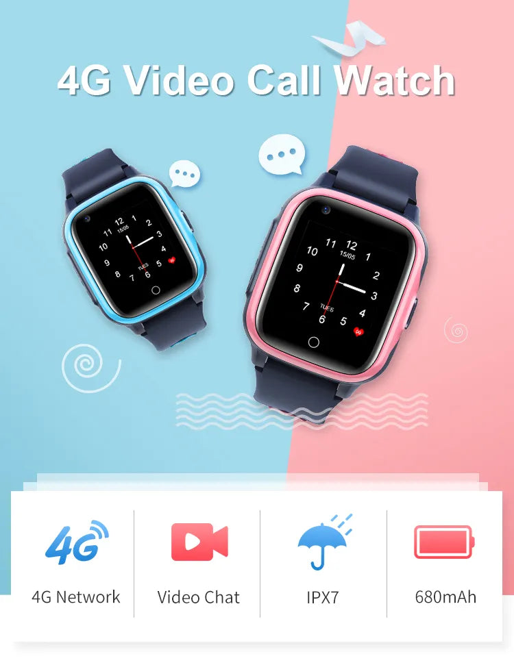 Smartwatches, Android 4G für Kinder, SIM-Karte, Videoanruf, Smartwatch KT15, Mini-Telefon, GPS, SOS, Anti-Lost, Tracker