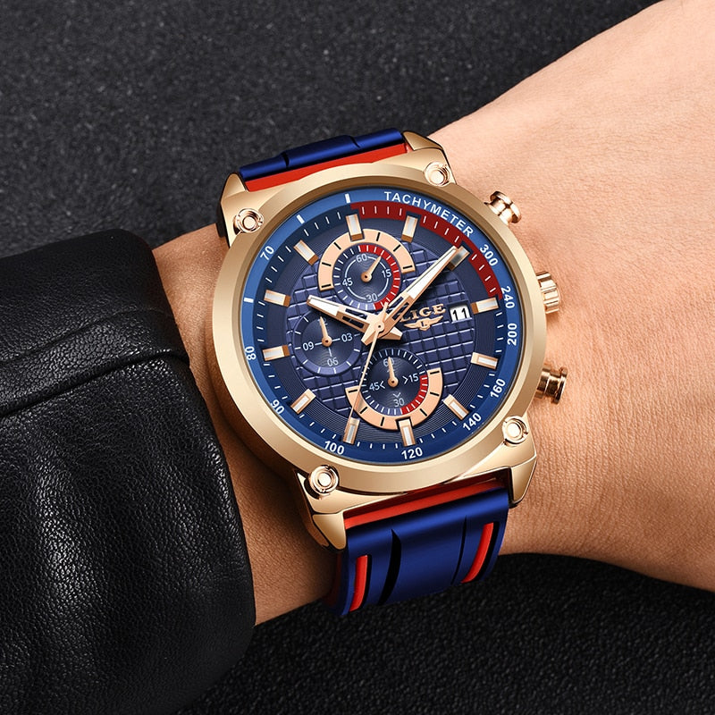 Fashion Chronograph Quartz Men Watches, Silicone Wristwatch Clock Male, Luminous Watch