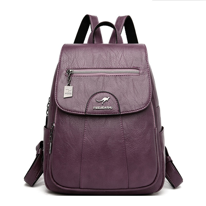 Women Soft Leather Backpacks, Vintage Female Shoulder Bags, Casual Travel Ladies Bagpack, School Bags