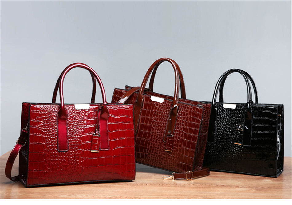 Leather Women Bags, Crocodile Female Crossbody Shoulder Hand Bags, Women High Quality Handbags