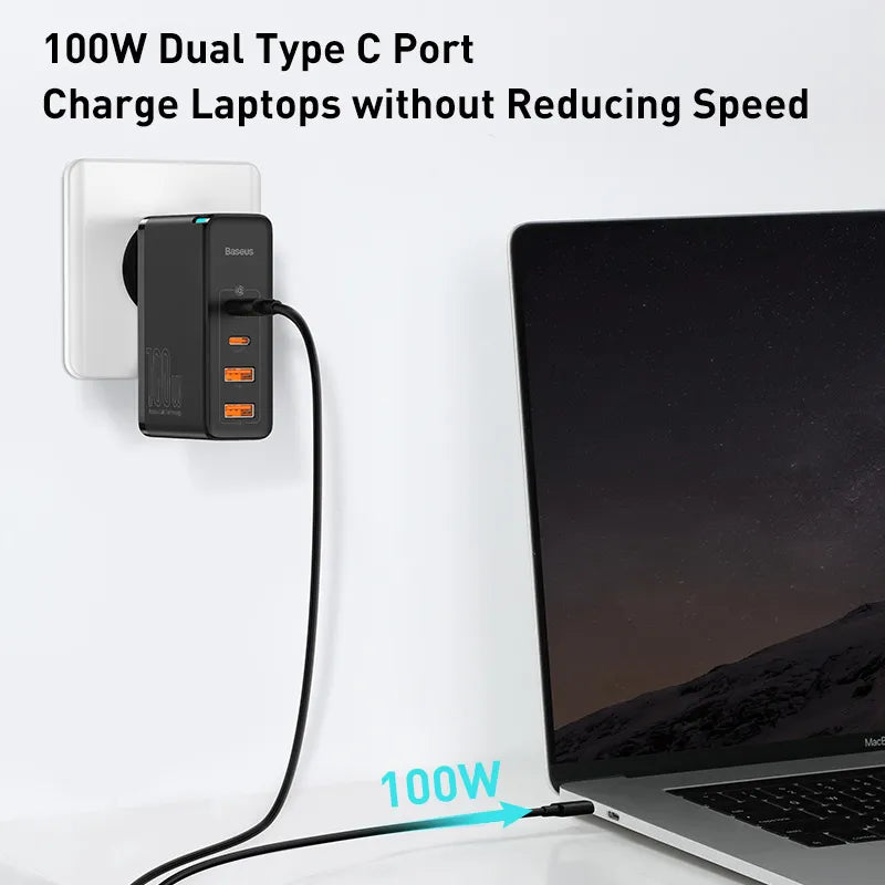 Baseus Wandladegerät 100 W, USB Typ C, PD-Schnellladegerät mit Quick Charge 4.0, 3.0, USB-Telefonladegerät für MacBook Laptop iPhone