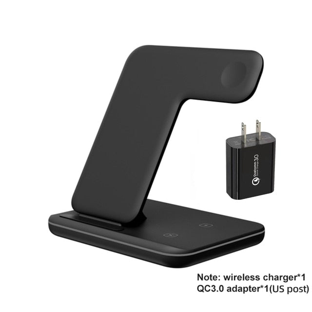 Wireless Charger Stand 15W, Qi Fast Charging Station, Dock for Apple Watch, iWatch 7 AirPods, iPhone