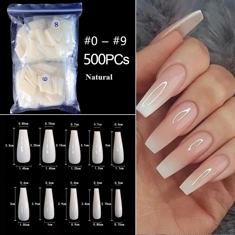 100/500pcs/Bag False Ballerina Natural/Transparent Coffin Fake Nails Manicure Nails for Extension & Protection Nail Art