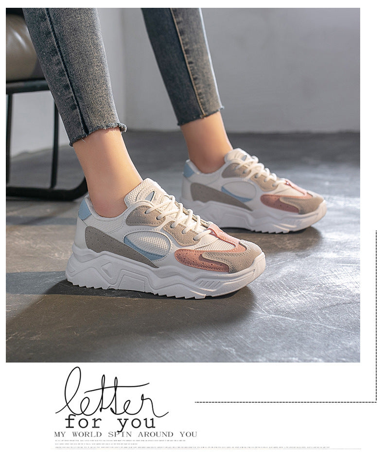 Damen-Sneaker mit dickem Boden, dicker Schuhboden, runde Spitze