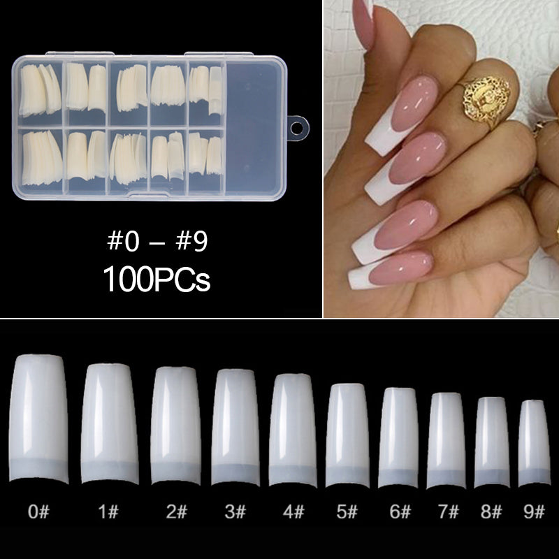 100/500pcs/Bag False Ballerina Natural/Transparent Coffin Fake Nails Manicure Nails for Extension & Protection Nail Art