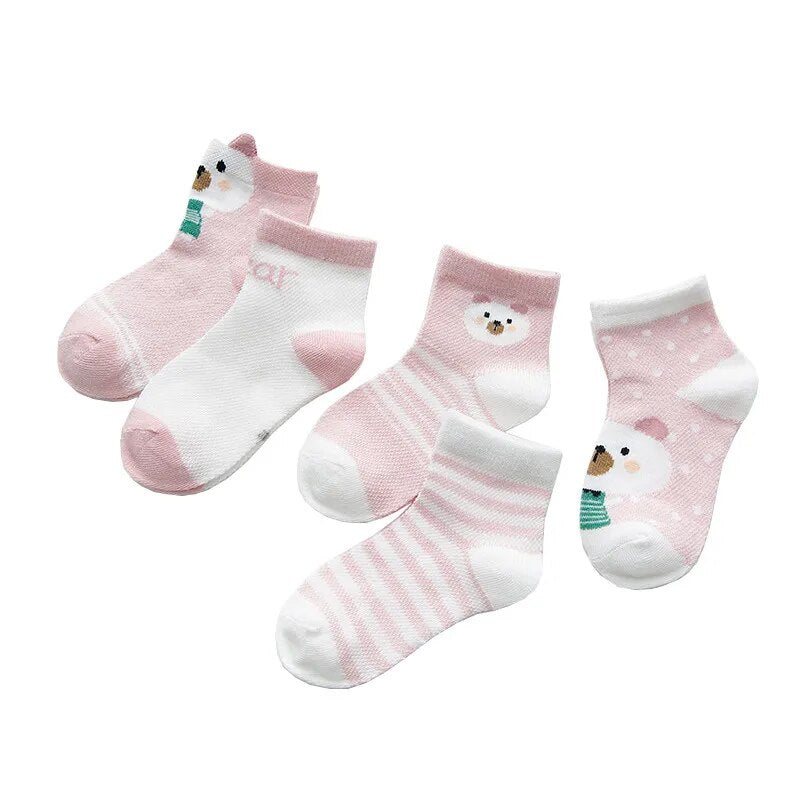 5Pairs/lot 0-2Y Infant Baby Socks, Baby Socks for Girls, Cotton Mesh, Cute Newborn Boy Toddler Socks, Baby Clothes