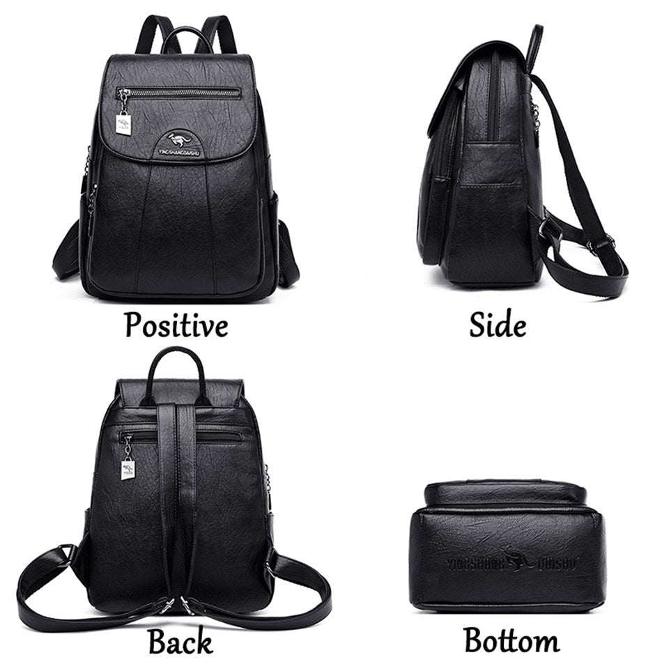 Women Soft Leather Backpacks, Vintage Female Shoulder Bags, Casual Travel Ladies Bagpack, School Bags