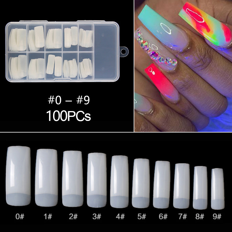 100/500 pièces/sac fausse ballerine naturel/Transparent cercueil faux ongles manucure ongles pour Extension et Protection Nail Art