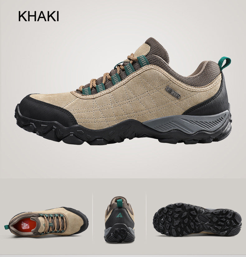 Leather Hiking Shoes Wear-resistant, Outdoor Sport Men Shoes Lace-Up, Mens Climbing Trekking Hunting Sneakers