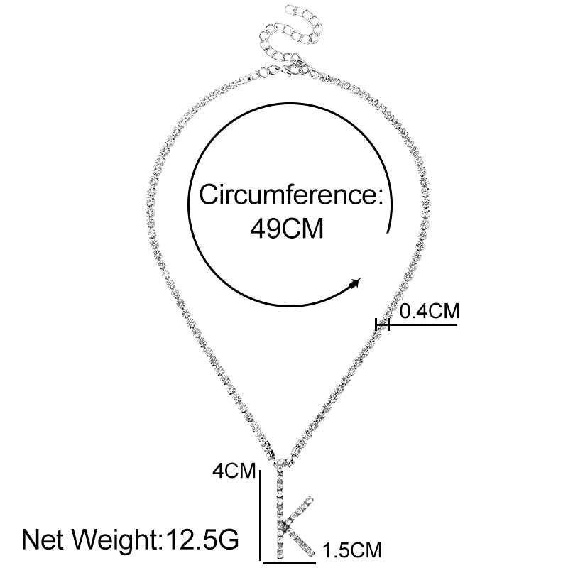 Caraquet Ice out AZ Brief Initial Anhänger Halskette Silber Farbe Tennis Kette Choker Halskette Weibliche Mode-Statement-Schmuck