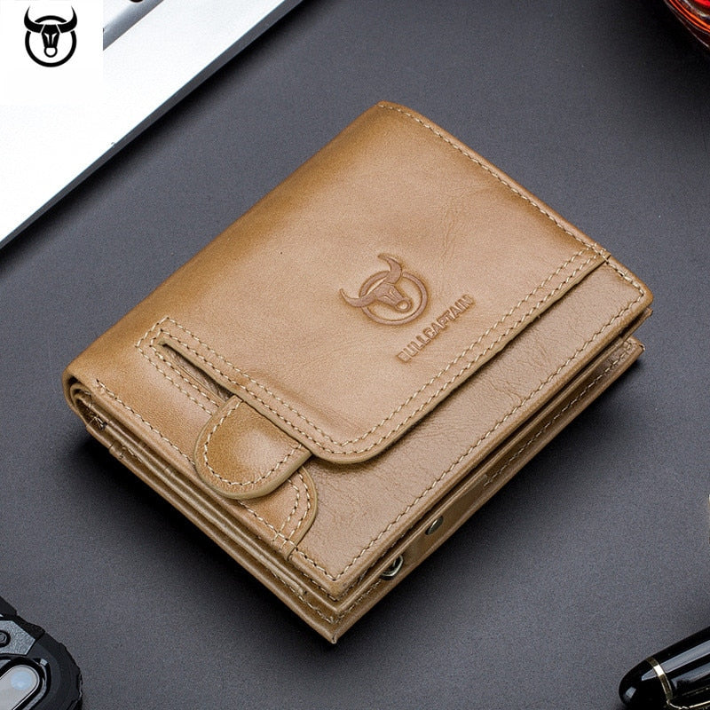 Genuine Leather Men's Wallet, Designer Male Purse, Vintage ID Card Holder, Luxury Money Bag