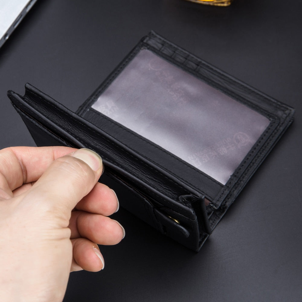 Genuine Leather Men's Wallet, Designer Male Purse, Vintage ID Card Holder, Luxury Money Bag