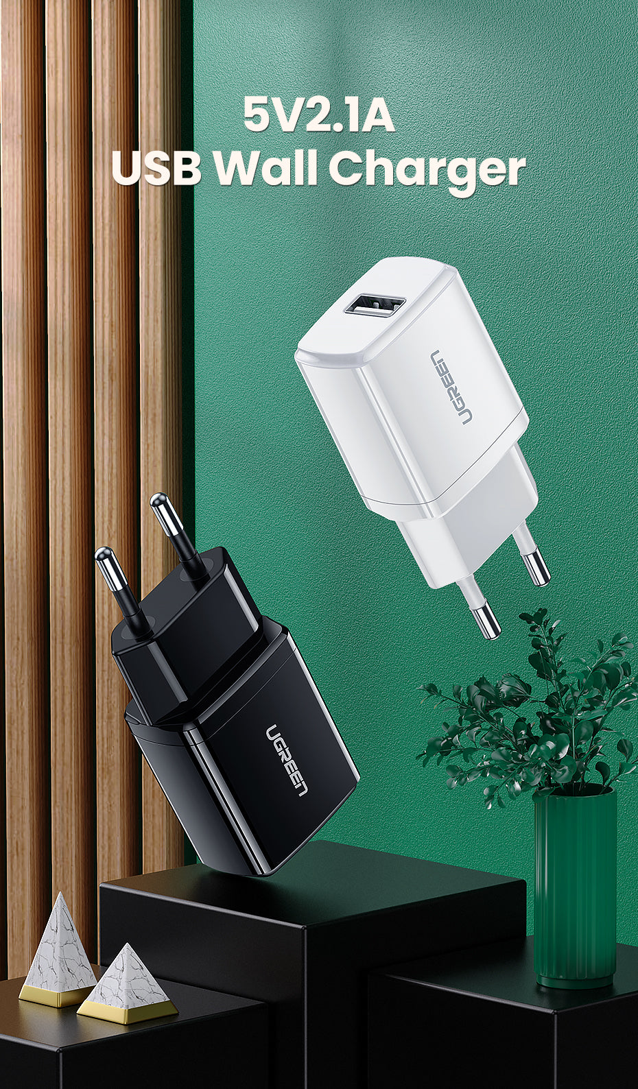 Chargeur USB 5 V 2,1 A, mini chargeur mural, chargeur de téléphone adaptateur UE, chargeur de téléphone portable