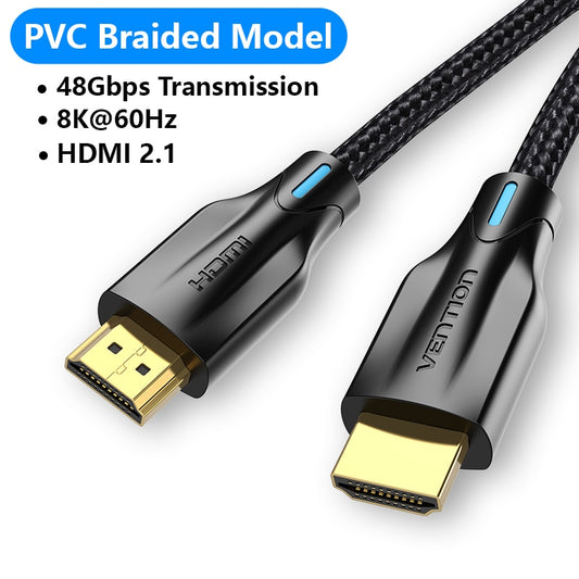 HDMI Cable 8K/60Hz, 4K/120Hz, 48Gbps HDMI Digital Cables, Splitter TV Box HDR10, Switch Cable HDMI