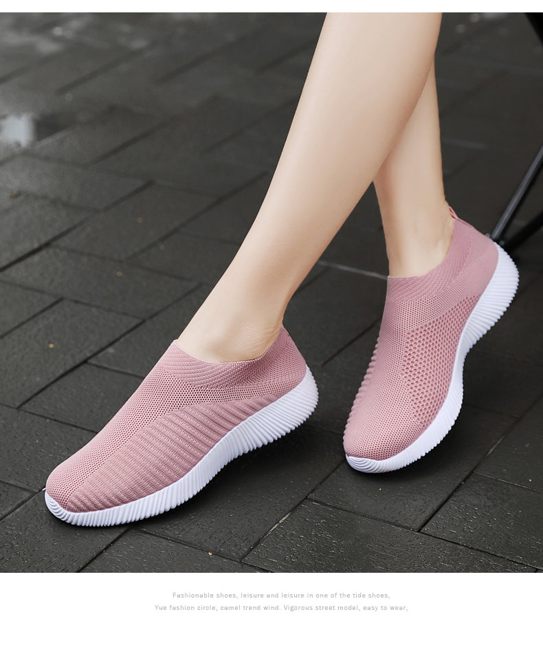 Women Vulcanized Shoes: High-Quality Slip-On Sneakers and Flats for Comfortable Walking and LoafingWalking Flat