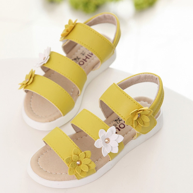 Sommerliche Prinzessinnen-Sandalen mit Blumenmuster für Mädchen – stilvolles Gladiator-Design mit süßer Weichheit und hoher Qualität