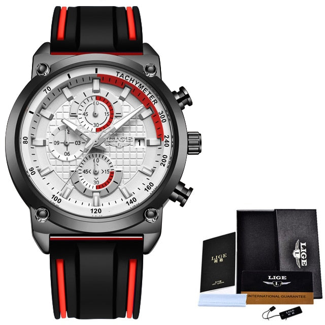 Mode Chronographe Quartz Hommes Montres, Silicone Montre-Bracelet Horloge Mâle, Montre Lumineuse