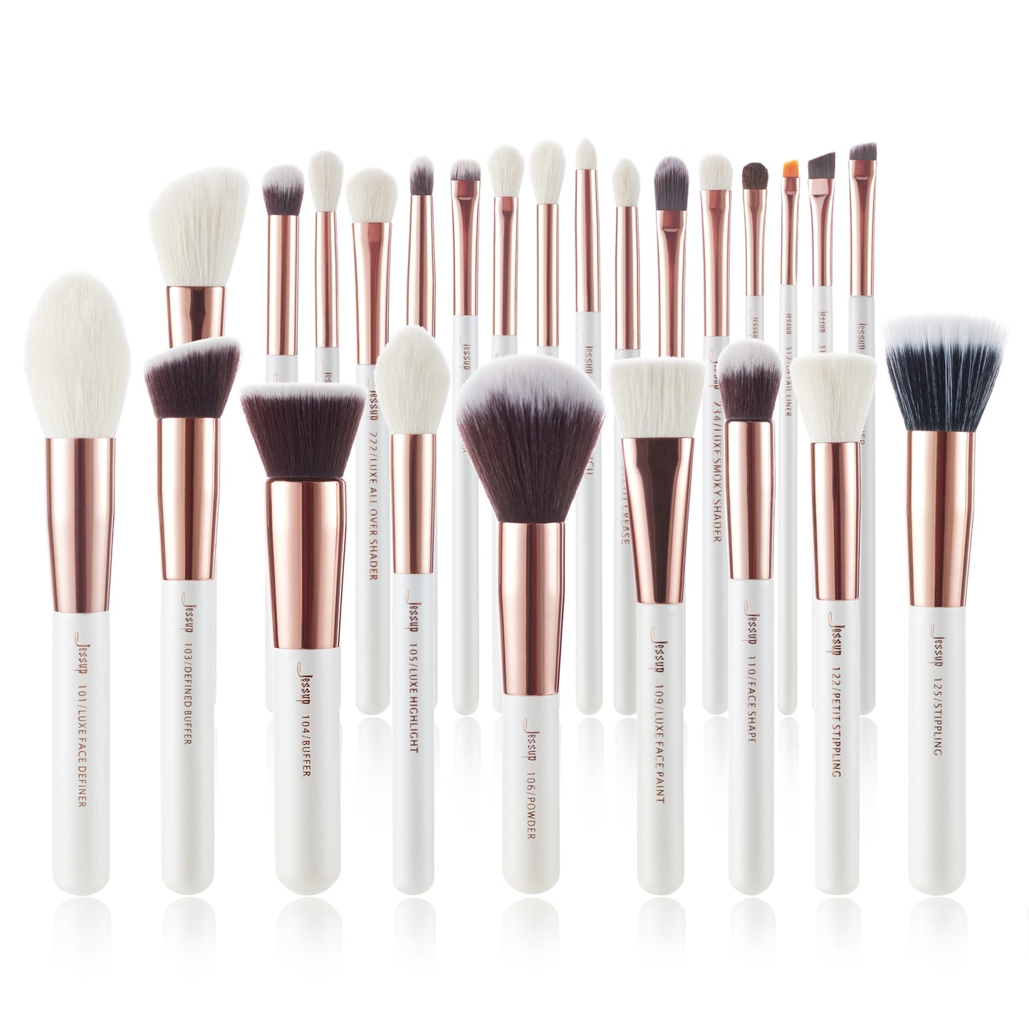 Professional Makeup brushes set, 6- 25pcs Makeup brush Natural Synthetic Foundation Powder Highlighter Pearl White T215