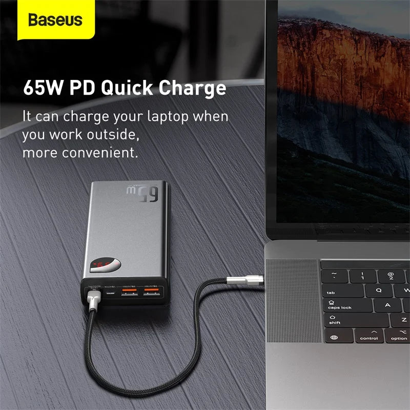 65W Power Bank 20000mAh, Portable Charging Powerbank, Mobile Phone External Battery PD QC 3.0, Charger 22.5W