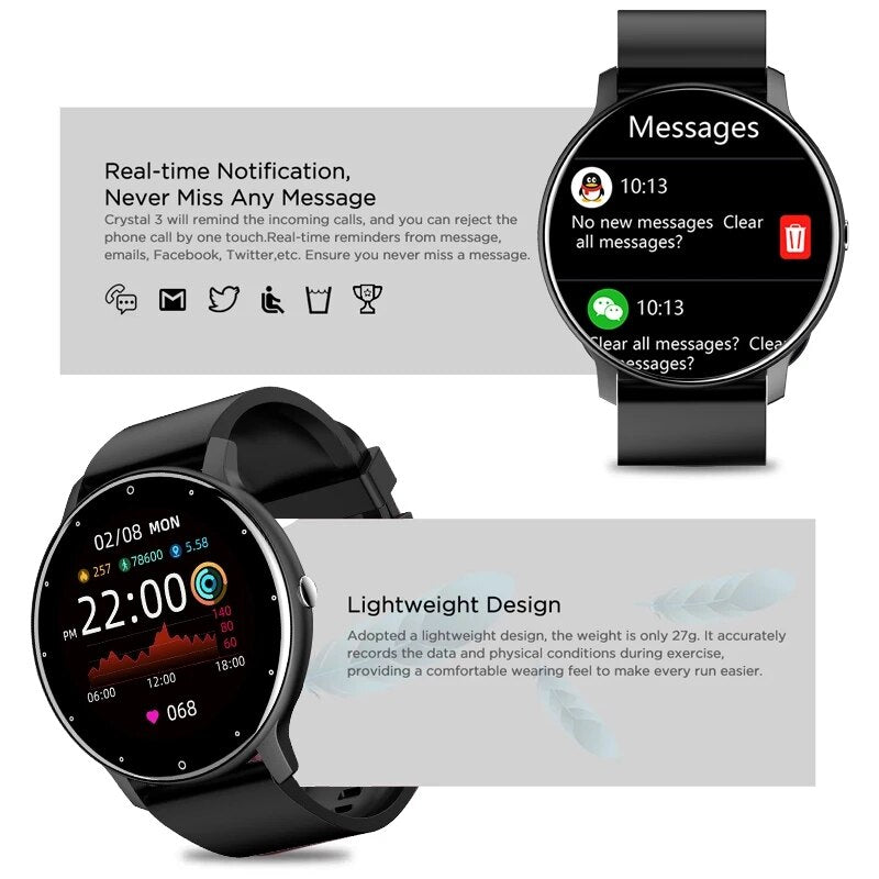 Smart Watch Men Full Touch Screen Sport Fitness Watch IP67 Waterproof Bluetooth Smartwatch Men