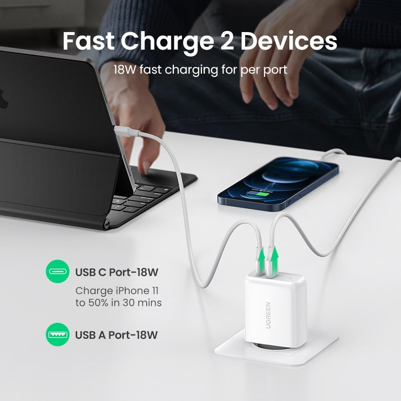 38W Fast USB Charger, Quick Charge 4.0, 3.0, Type C PD Fast Charging, USB Charger, QC 4.0, 3.0, Phone Charger