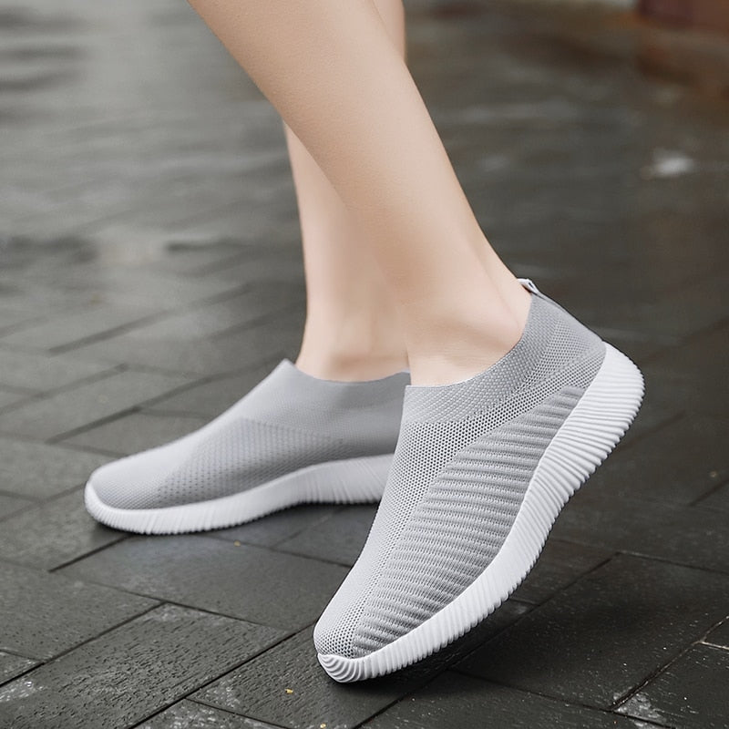 Women Vulcanized Shoes: High-Quality Slip-On Sneakers and Flats for Comfortable Walking and LoafingWalking Flat