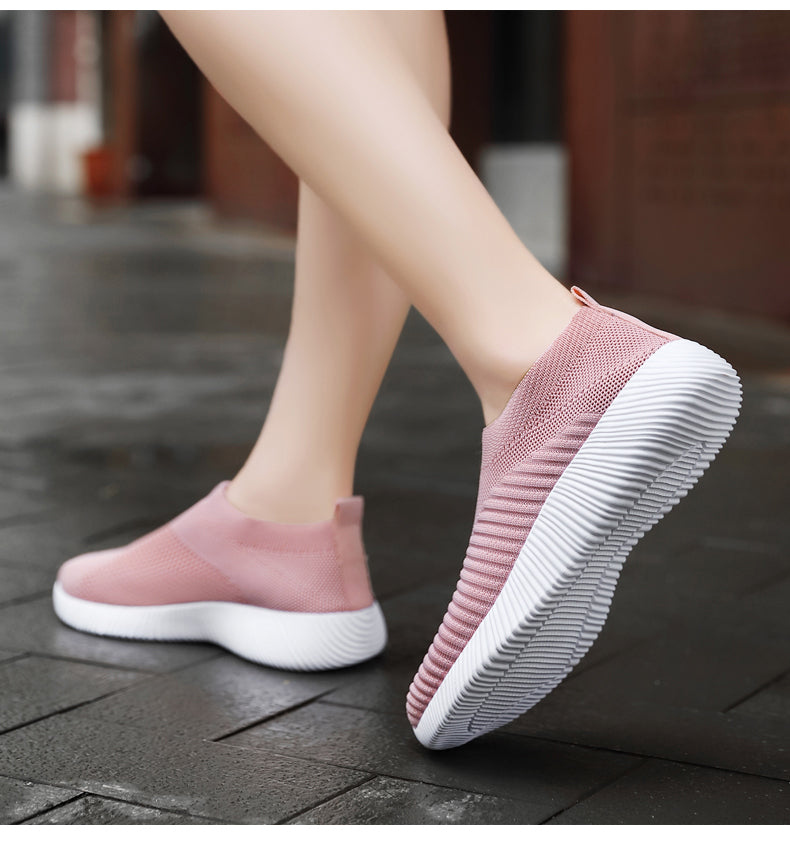 Women Vulcanized Shoes: High-Quality Slip-On Sneakers and Flats for Comfortable Walking and LoafingWalking Flat