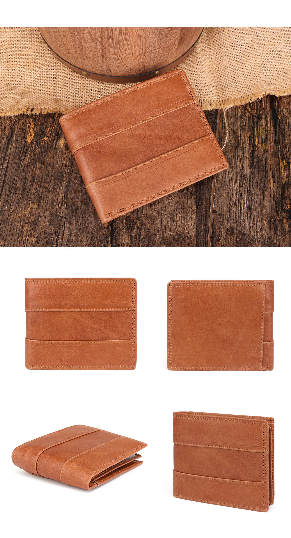 Genuine Leather Men Wallets, Coin Pocket, Vintage Male Purse, RFID Blocking Genuine Leather Men Wallet, Card Holder