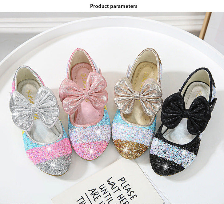 Chaussures Princesse en Cuir pour Filles avec Accents de Cristal - Semelle Souple, Bout Rond, Talon Haut