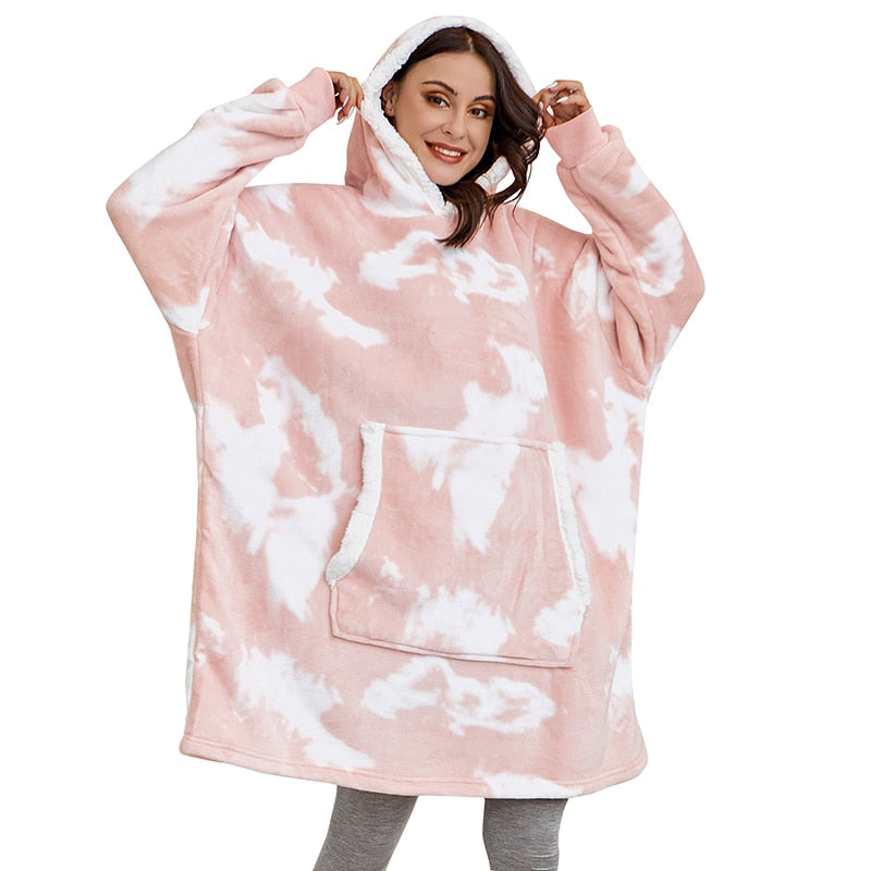 Oversized Hoodies Sweatshirt Women Winter Hoodies Fleece Blanket With Sleeves Pullover Oversize Women Hoody Sweatshirts