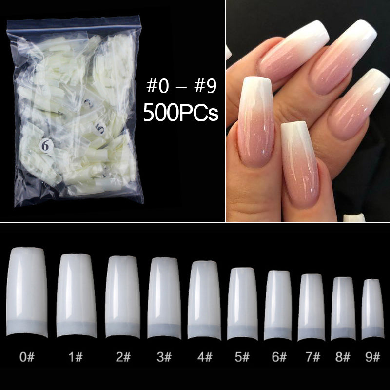 100/500pcs/Bag False Ballerina Natural/Transparent Coffin Fake Nails Manicure Nails for Extension & Protection Nail Art