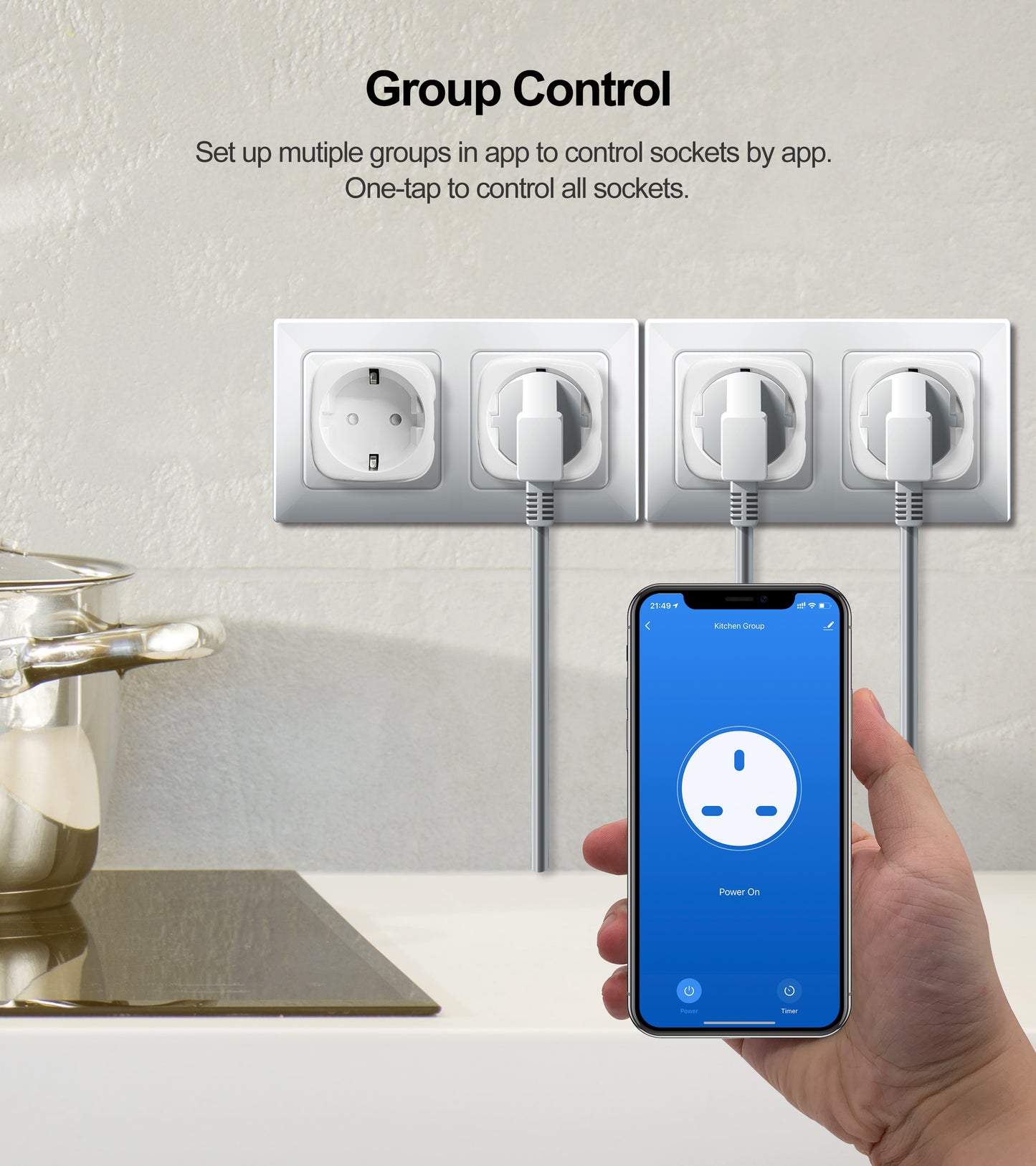 Wifi Smart Plug 20A EU Smart Steckdose mit Power Monitor Timer Funktion 4200W Kompatibel mit Alexa Google Home