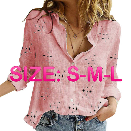 Casual Long Sleeve Birds Print Loose Shirts Women, Cotton and Linen Blouses and Tops Vintage