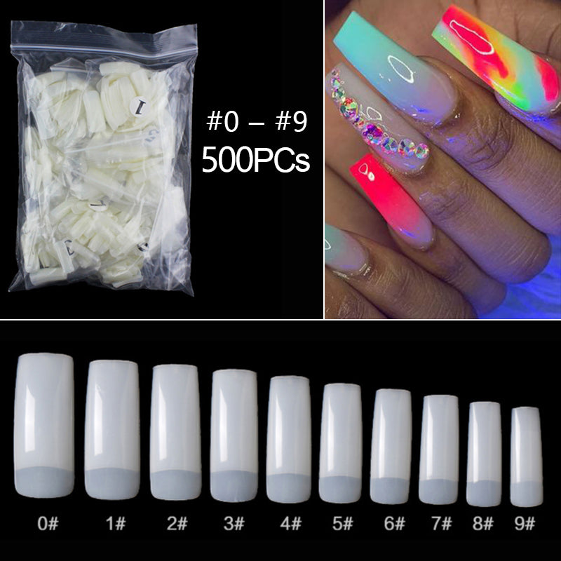 100/500pcs/Bag False Ballerina Natural/Transparent Coffin Fake Nails Manicure Nails for Extension & Protection Nail Art