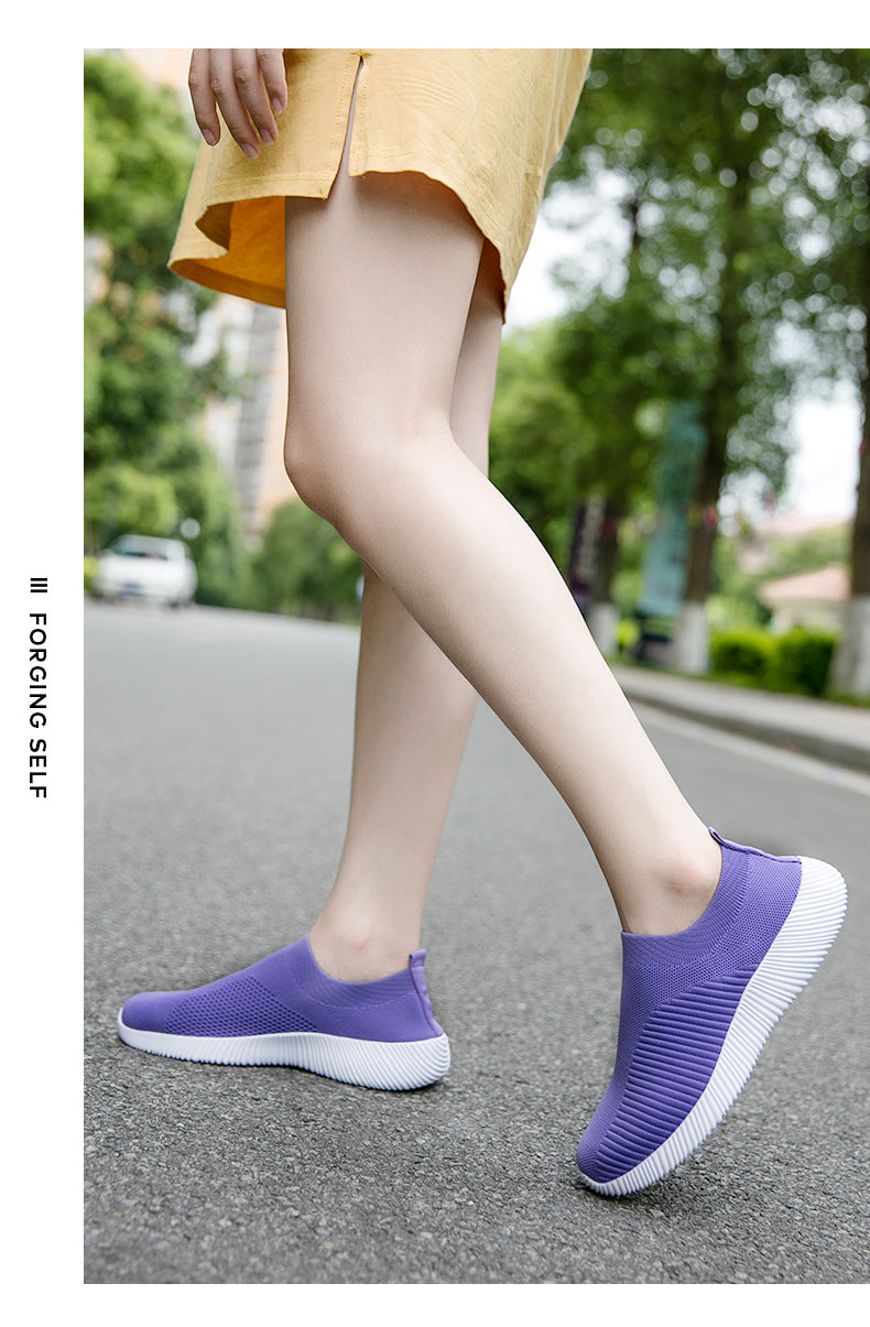 Women Vulcanized Shoes: High-Quality Slip-On Sneakers and Flats for Comfortable Walking and LoafingWalking Flat