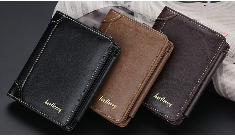 Leather Men Wallets High Quality, Zipper Desigh, Card Holder, Vintage Coin Holder, Men Wallets