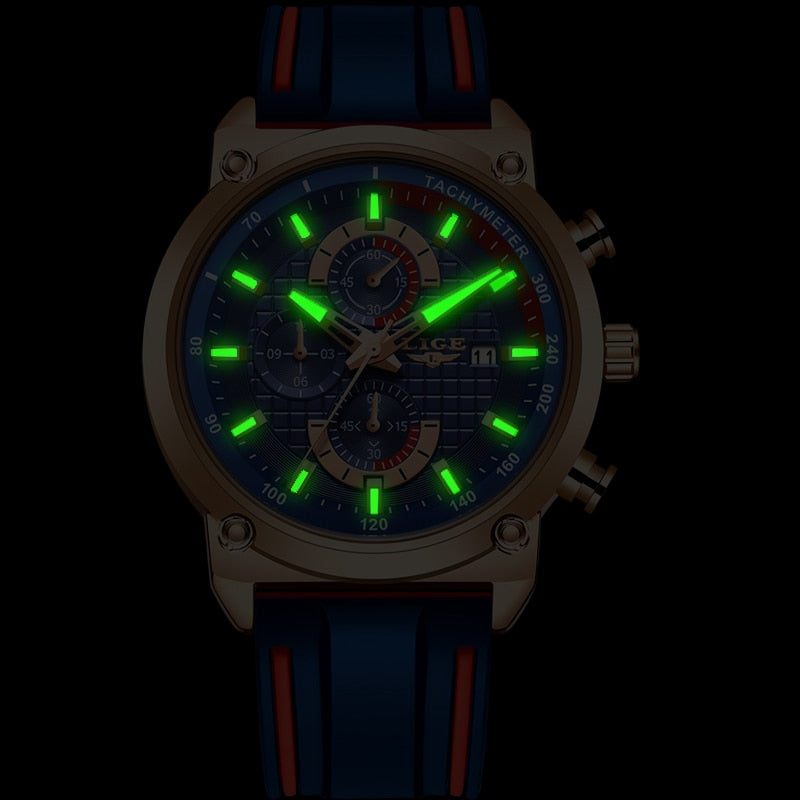 Fashion Chronograph Quartz Men Watches, Silicone Wristwatch Clock Male, Luminous Watch