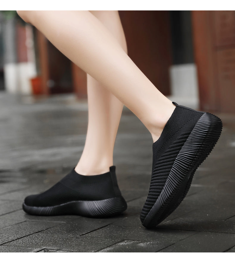 Women Vulcanized Shoes: High-Quality Slip-On Sneakers and Flats for Comfortable Walking and LoafingWalking Flat